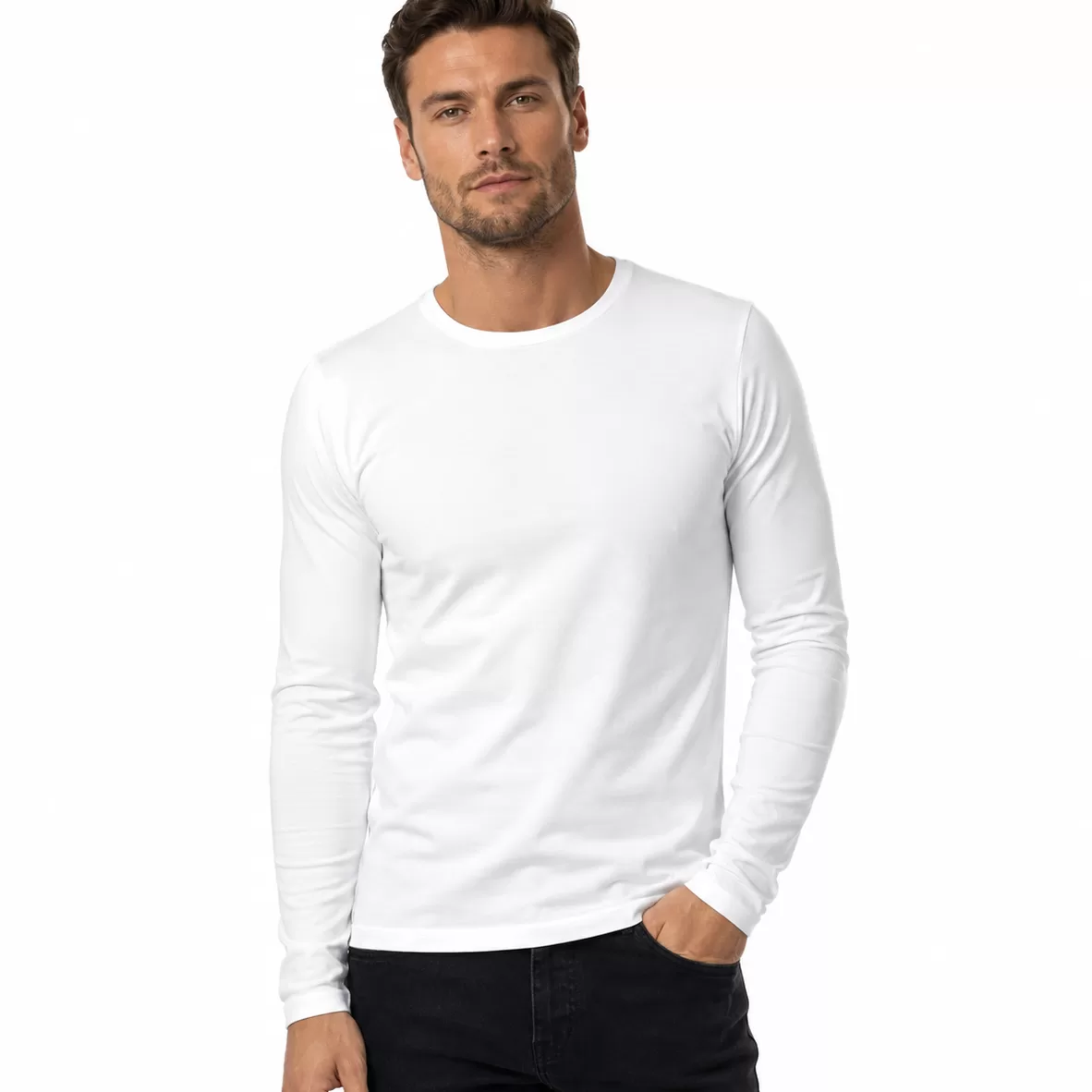 Tricou Bărbați Slim Fit cu Mâneci Lungi personalizat - PrintPeLoc.ro